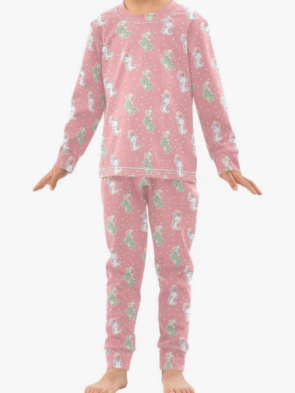 Kids Pink Dinosaur Print Pajama Set - Brand